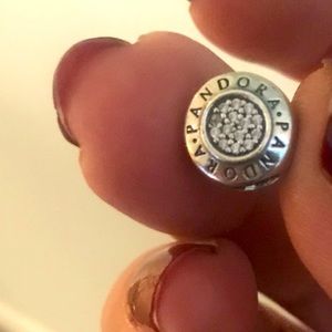 Pandora logo charm with pave cz